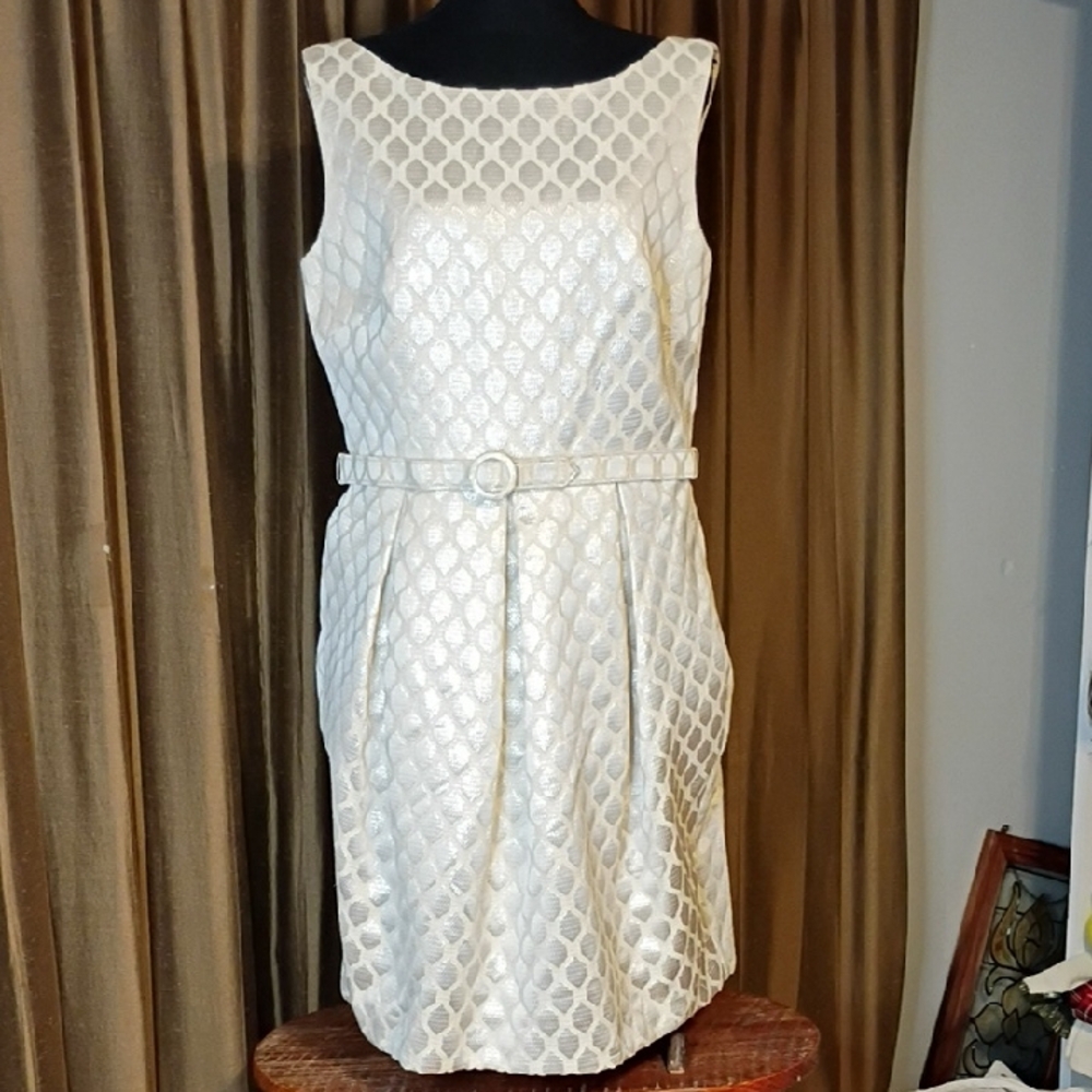 Collection Dressbarn Cream With Sparkle Patterned Mini Dress